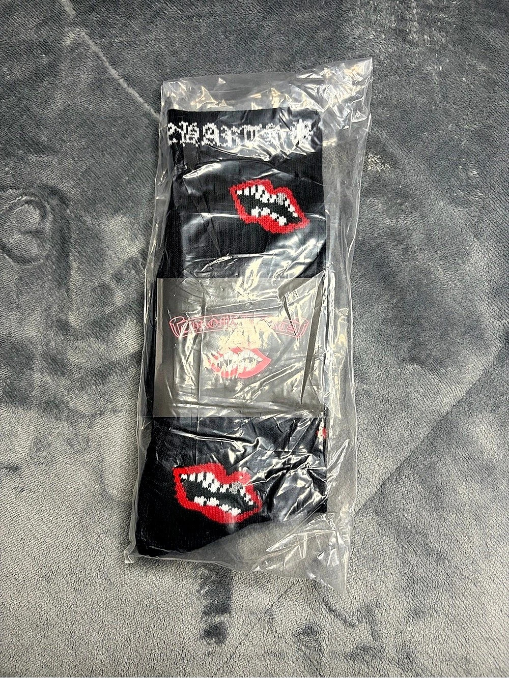 Wicked Fashions Lip Print Novelty Socks 3-Pair Pack in Black & Red NWT